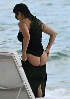 Kourtney Kardashian - Sizzles in Miami! Flaunts Curves in Bold One-Piece During Beach Day - August 2025
