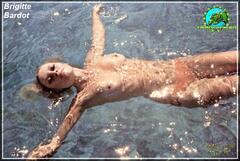 French actress Brigitte Bardot topless in a water